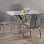 T-3465 55″ 5pcs Glass Dining Set w/ Chrome Base