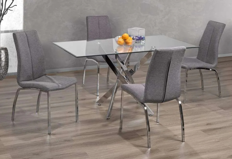Untitled design (4) T-3465 55″ 5pcs Glass Dining Set w/ Chrome Base - Image 1