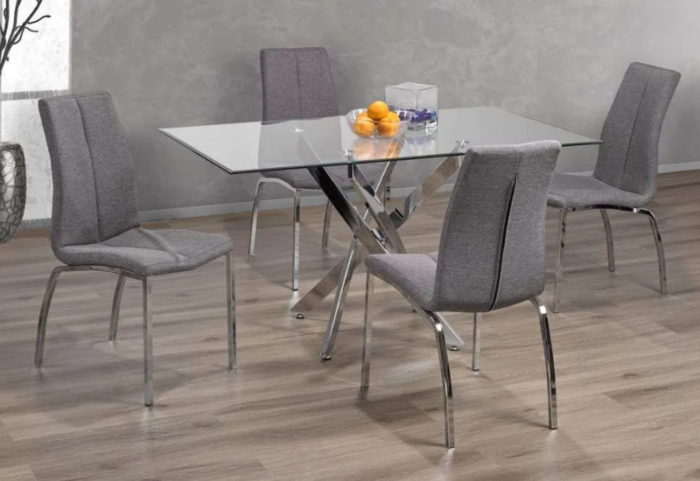 T-3465 55″ 5pcs Glass Dining Set w/ Chrome Base - Image 3