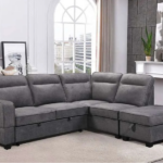 CFI-9010 Grey Linen Sofa Bed Sectional w/ Storage (RHF)