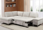 CFI-9023 Beige Boucle Fabric Sofa Bed Sectional w/ Storage (LHF)