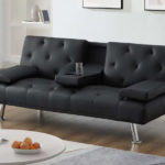 T-1516 Black PU Leather Sofa Bed