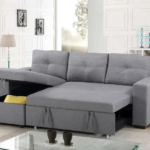 CFI-9031 Grey Linen Reversible Sofa Bed Sectional w/ Storage