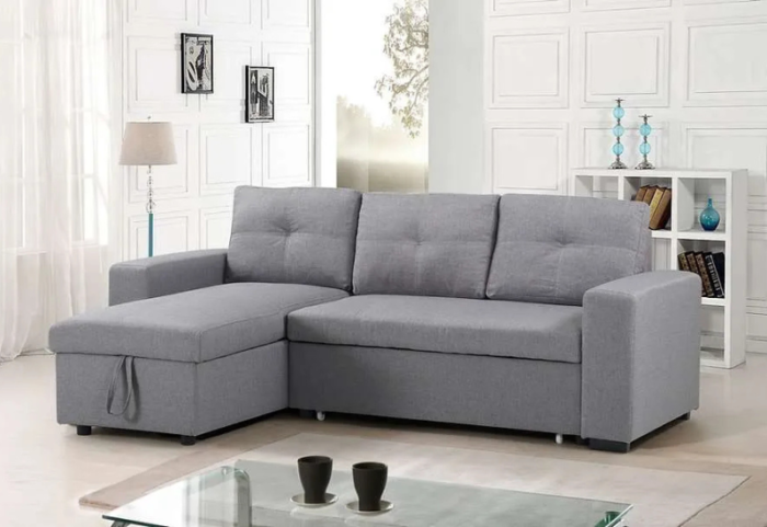 CFI-9031 Grey Linen Reversible Sofa Bed Sectional w/ Storage - Image 3