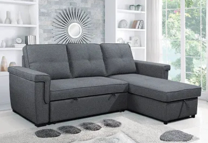 CFI-9040 Grey Linen Reversible Sofa Bed Sectional w/ Storage - Image 2