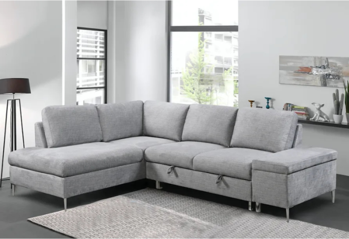 CFI-9022 Grey Linen Sofa Bed Sectional w/ Storage (LHF) - Image 5