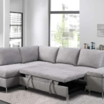 CFI-9022 Grey Linen Sofa Bed Sectional w/ Storage (LHF)