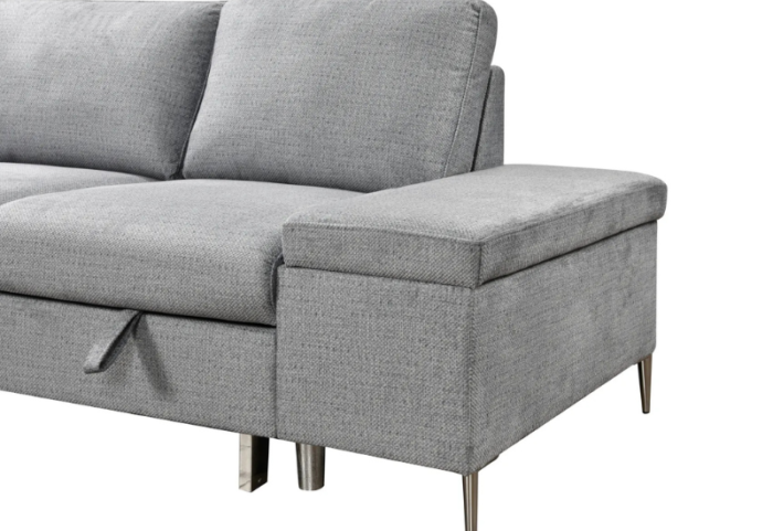 CFI-9022 Grey Linen Sofa Bed Sectional w/ Storage (LHF) - Image 2
