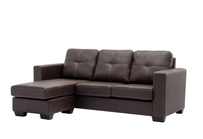 CFI-9355-Sectional W/Reversible Chaise (Black PU) - Image 4