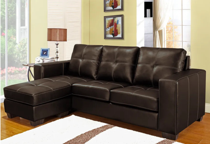 CFI-9356-Sectional W/Reversible Chaise (Brown PU) - Image 3