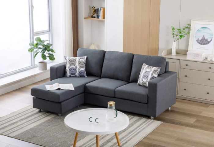 CFI-9325-Sectional W/Reversible Chaise (Grey Fabric) - Image 5