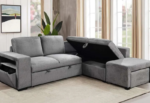 CFI-9035 Grey Linen Sofa Bed Sectional w/ Storage (RHF) - Image 3