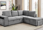 CFI-9035 Grey Linen Sofa Bed Sectional w/ Storage (RHF)