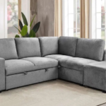 CFI-9035 Grey Linen Sofa Bed Sectional w/ Storage (RHF)