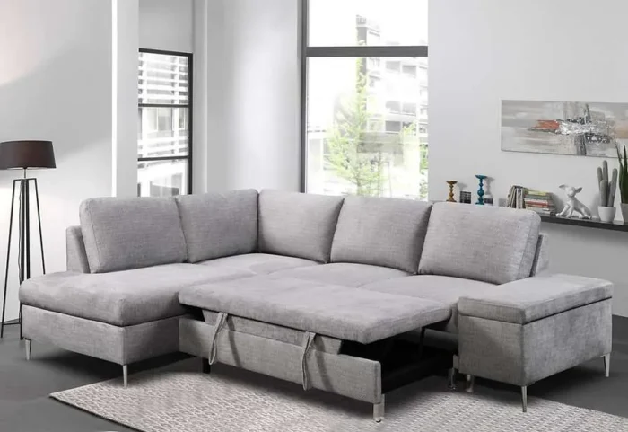 CFI-9022 Grey Linen Sofa Bed Sectional w/ Storage (LHF) - Image 5