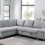 CFI-9022 Grey Linen Sofa Bed Sectional w/ Storage (LHF)