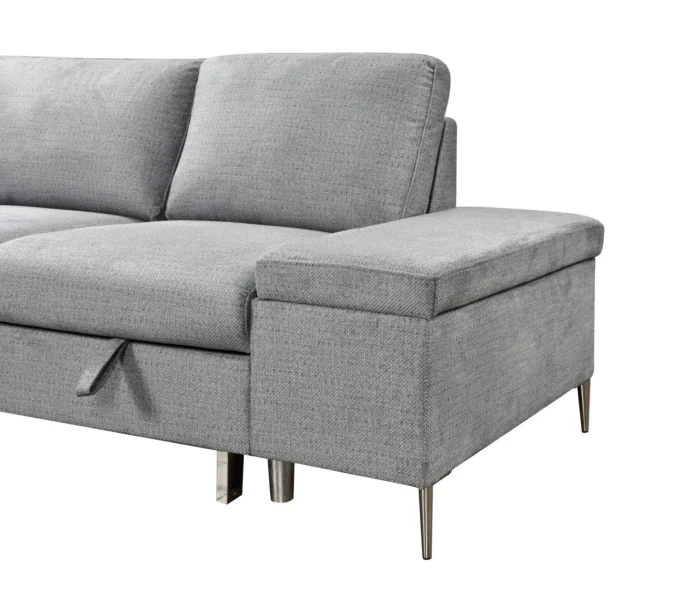 CFI-9022 Grey Linen Sofa Bed Sectional w/ Storage (LHF) - Image 2