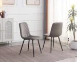 T-1818 55″-75″ 7pc Extendable White Marble Dining Set w/ Velvet Chairs - Image 3