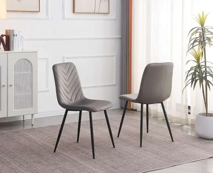 T-1818 55″-75″ 7pc Extendable White Marble Dining Set w/ Velvet Chairs - Image 3