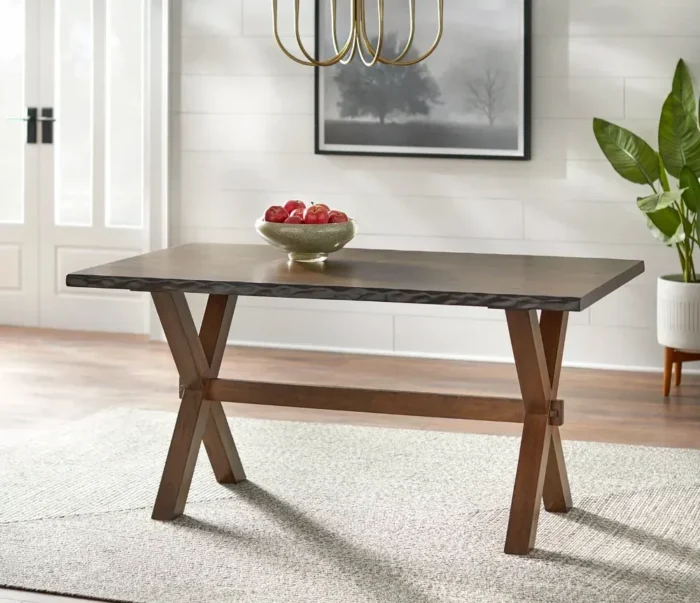 T-3036d 71″ Live-Edge Wood Dining Set w/ Fabric Chairs - Image 4
