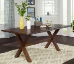 T-3038b 60″ Live-Edge Wood Dining Set w/ Fabric Chairs - Image 5