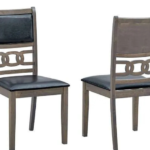 C-1083 Wooden Dining Chairs w/ Black PU Padding (Set of 2)