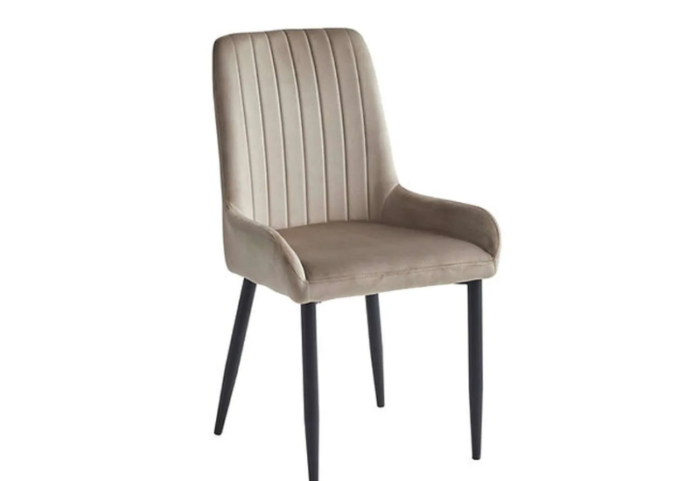 C-1511 Beige Velvet Dining Chairs w/ Metal Legs (Set of 2) - Image 2