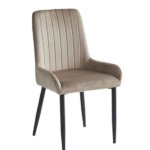 C-1511 Beige Velvet Dining Chairs w/ Metal Legs (Set of 2)