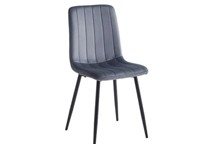 C-1474 Dark Grey Velvet Dining Chairs w/ Metal Legs (Set of 6) - Image 3