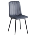 C-1474 Dark Grey Velvet Dining Chairs w/ Metal Legs (Set of 6)