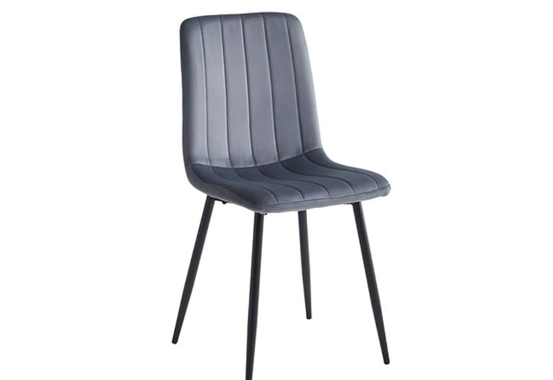 Untitled design (11) C-1474 Dark Grey Velvet Dining Chairs w/ Metal Legs (Set of 6) - Image 1