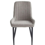 C-1512 Grey Fabric Dining Chairs w/ Metal Legs (Set of 2)