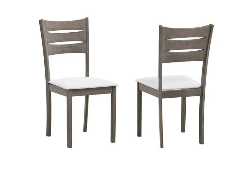 Untitled design (15) C-1052 Wooden Dining Chairs w/ Creme Fabric Padding (Set of 2) - Image 1