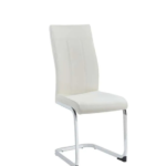 C-1878 White PU Dining Chairs w/ Chrome Legs (Set of 6)