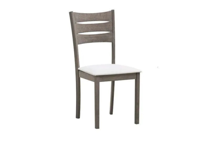 C-1052 Wooden Dining Chairs w/ Creme Fabric Padding (Set of 2) - Image 2