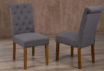 T-256C Charcoal Linen Dining Chairs w/ Wood Legs (Set of 2)