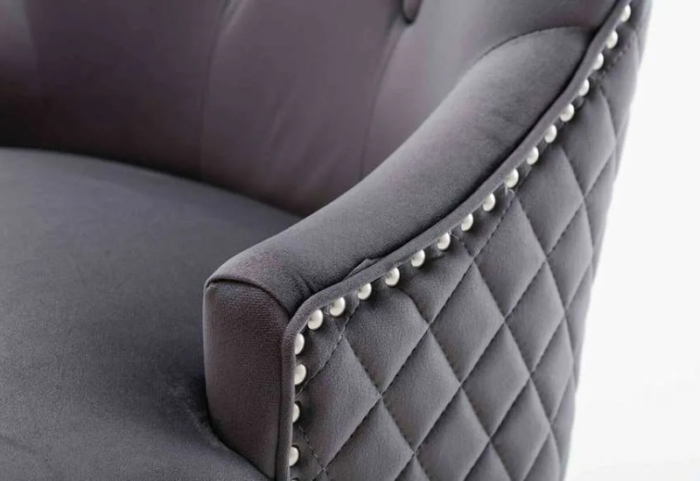 C-1250 Grey Velvet Dining Chairs w/ Chrome Legs (Set of 2) - Image 2