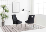 C-1251 Black Velvet Dining Chairs w/ Chrome Legs (Set of 2) - Image 3