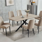 T-1510 71″ Wood Dining Set w/ Metal Pedestal