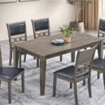T-1080b 63″ Wood Dining Set w/ Padded Chairs