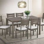 T-1051 55″ 7pc Wood Dining Set w/ Ladder Back Chairs