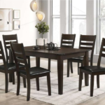 T-1090 60″ Wood Dining Set w/ Ladder Back Chairs