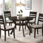 T-1085a 48″ 5pc Wood Dining Set w/ Ladder Back Chairs