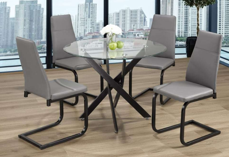 Untitled design - 2026-09-03T222942.271 T-3461 39″ 5pc Glass Dining Set w/ Black Metal Base - Image 1