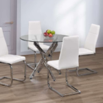T-3460b 39″ 5pc Glass Dining Set w/ Chrome Base