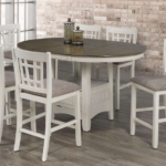 Baltimore 60″ Distressed Oak White & Grey Counter Pub Dining Set