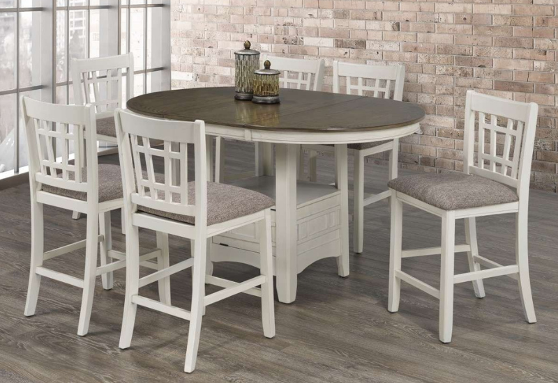 Untitled design - 2026-09-03T225926.818 Baltimore 60″ Distressed Oak White & Grey Counter Pub Dining Set - Image 1