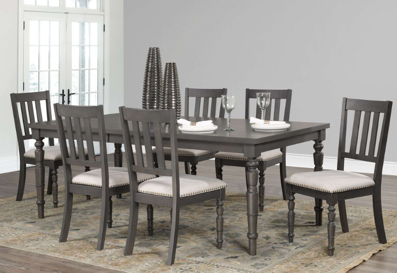 Untitled design - 2026-09-03T230638.422 Claudia 65″-83″ Extendable Grey Wood Dining Set - Image 1