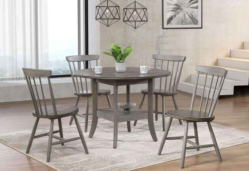 Untitled design - 2026-09-03T231300.644 Tulita 42″ 5pc Wood Drop Leaves Dining Set w/ Windsor Back Chairs - Image 1