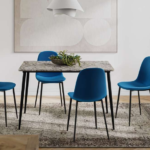 T-3206b 48″ 5pc Faux Marble Dining Set w/ Velvet Chairs